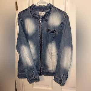 Baby Phat Women's 2 XL Blue Denim Long Sleeve Light Wash Jean Jacket Zip Up